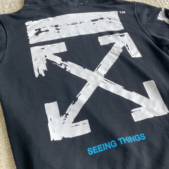 Off-White 2013 Seeing Things Mens M Black/White Hoodie Italian Arrow Sweatshirt - Picture 5 of 15